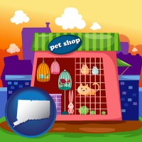 connecticut map icon and a pet shop