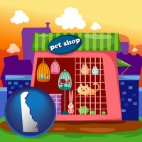 delaware map icon and a pet shop