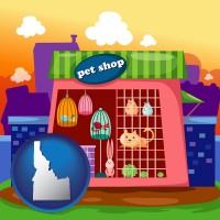 idaho map icon and a pet shop