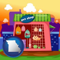 missouri map icon and a pet shop
