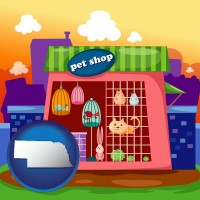 nebraska map icon and a pet shop
