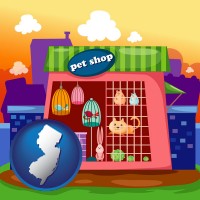 new-jersey map icon and a pet shop