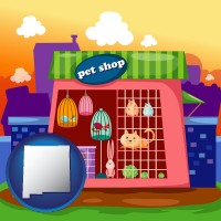 new-mexico map icon and a pet shop
