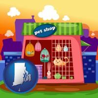 rhode-island map icon and a pet shop