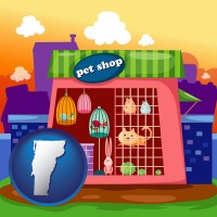 vermont map icon and a pet shop