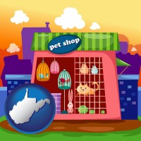 west-virginia map icon and a pet shop