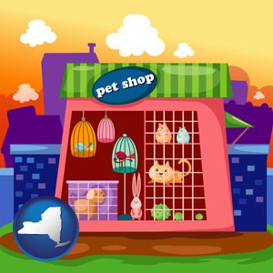 a pet shop - with New York icon